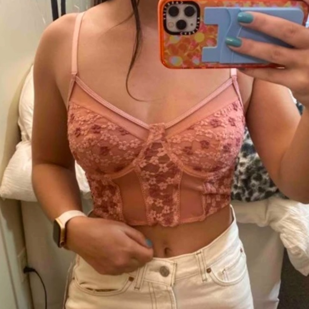 Pink Floral Spaghetti strap Top - Picture 8 of 12